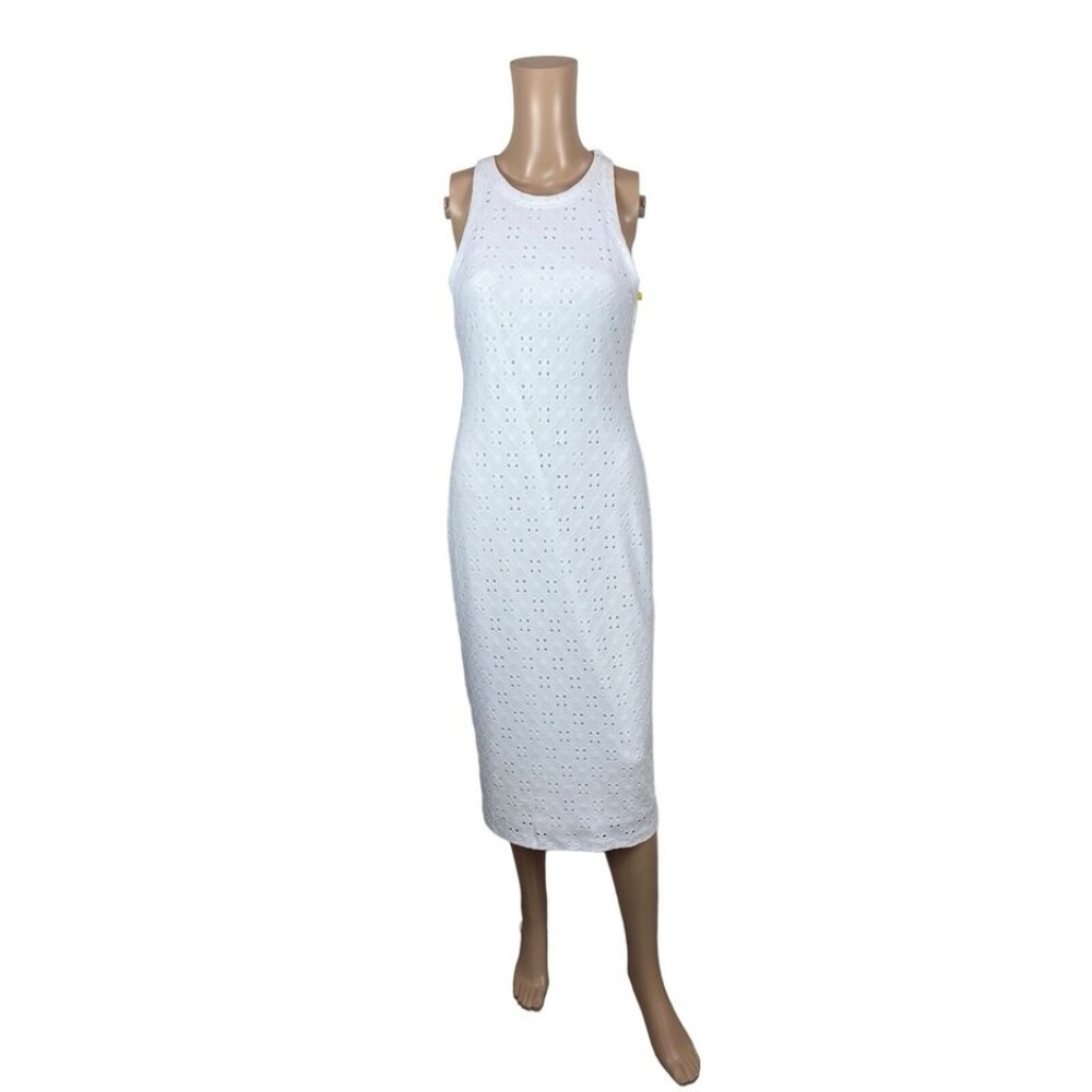 CeCe Dress Bodycon Eyelet Midi White Small